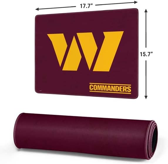 Skinit Medium Gaming Mouse Pad - Officially Licensed Washington Commanders Distressed Design with Stitched Edges, Waterproof, Non-Slip Rubber Base, Desk Mat for Keyboard & Mouse, 17.7" x 15.75" inches