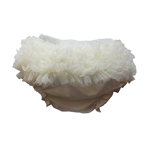 Wennikids Baby Girls Newborn Chiffon Bloomers,Diaper Cover,Ruffles Bloomers Small White