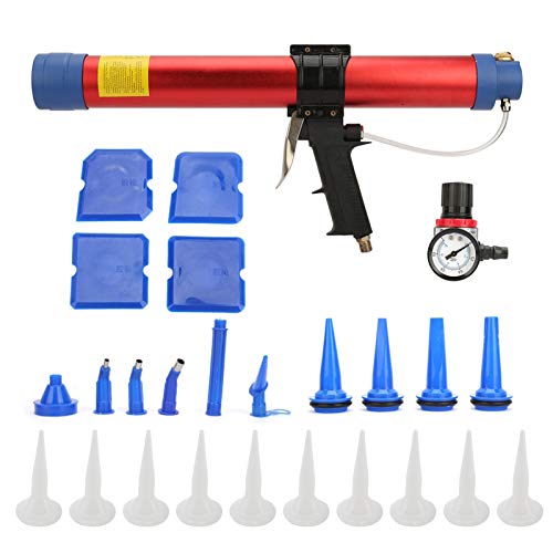 Pistola selladora neumática, pistola neumática para calafatear, pistola de aire de pegamento suave de 600 ml, herramienta manual neumática con indicador de velocidad para decoración arquitectónica