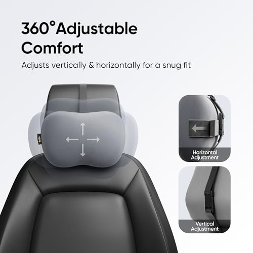 Image of Frido Mini Car Neck Pillow | Compact Ergonomic Memory Foam | Relieves Neck & Shoulder Strain | Ultrasoft Car Neck Rest Pillow for Comfortable Rides | Breathable Microfiber | Velvet Cover | (Grey)