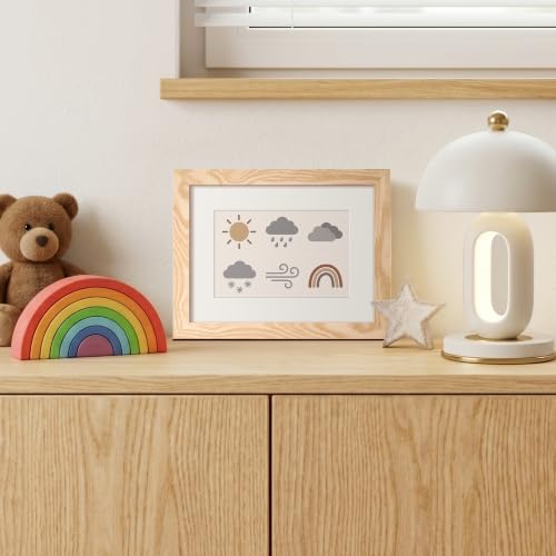 Image of upsimples 6x8 Picture Frame, Display Pictures 3.5x5.5 with Mat or 6x8 Without Mat, Wall Hanging Photo Frame, Natural, 1 Pack