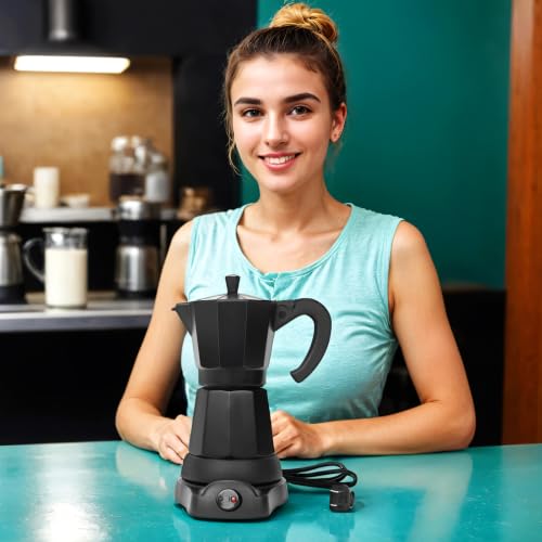 Image of LAOION 6 Cup Electric Moka Pot, 300ml Portable Espresso Maker