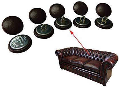 10x 20mm Oxblood/Red Leather Chesterfield Buttons with Wire Backs for Traditional deep Button Chesterfield Upholstery, Sofas, Chairs, Stools Handmade in England - Antique Finish