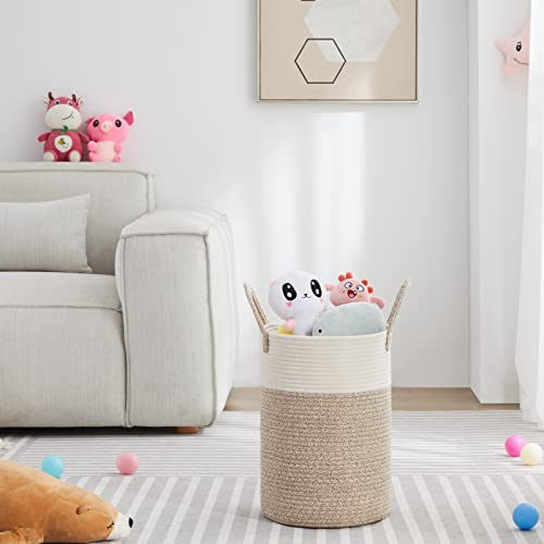 VIPOSCO Tall Laundry Hamper, Woven Rope Storage Basket for Blanket, Toys, Dirty Clothes in Living Room, Bathroom, Bedroom - 30L White & Brown by VIPOSCO - Image 4