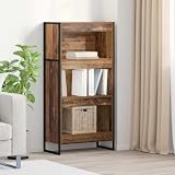 Kaloriko Bibliothèque Bois Ancien 60 x 30 x 121 cm Bois d'ingénierie Meuble Rangement Salon Bureau Chambre Enfant décoration Industrielle Stable Compartiments Pratiques