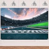 Racing Car F1 Racetrack Banner Backdrop Background Race Car Check Flag Sports Theme Decor for Birthday Party Race Fans Highchair Decorations Photo Booth Props Favors Supplies