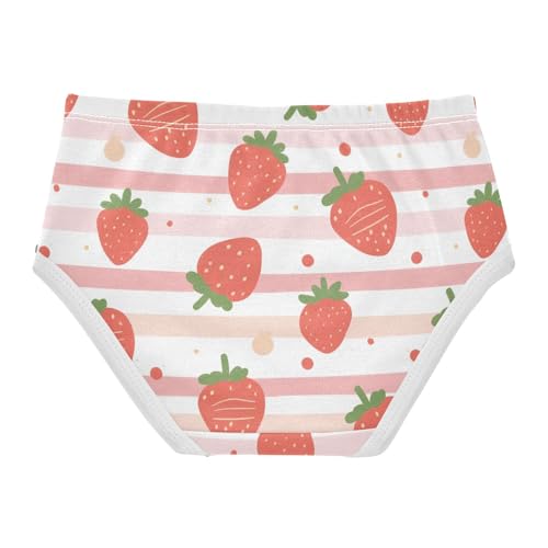 Wusikd Pink Strawberry Stripes Girls' Underwear Cotton Girls Briefs Soft Toddler Underwear 2T2