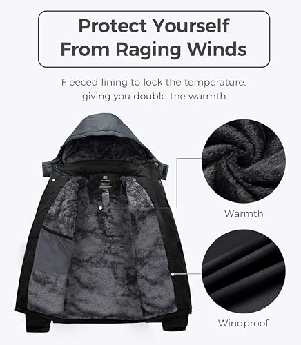Image of Wantdo Men's Mountain Waterproof Ski Jacket Windproof Rain Jacket Winter Warm Hooded Coat