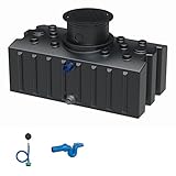 GreenLife Retentionstank Retentionszisterne flach 2000 Liter Basis mit Schwimmdrossel und Überlaufsiphon Skimmer für die Retention von Retentionsspeicher Flachtank Retentionsdrossel, 12,8 cm, Schwarz