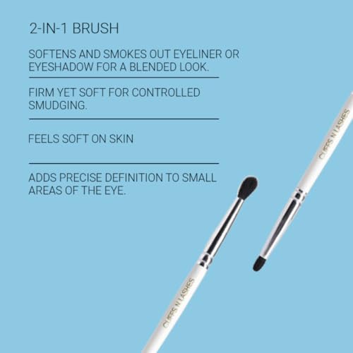 Image of Cuffs N Lashes Dual Makeup Brush | 2-in-1 Small Smudger &Pencil Brush 05 | Precision Eye Makeup Tool for Blending, Smudging &Defining | Soft Premium Bristles | Travel Friendly Eye Brush