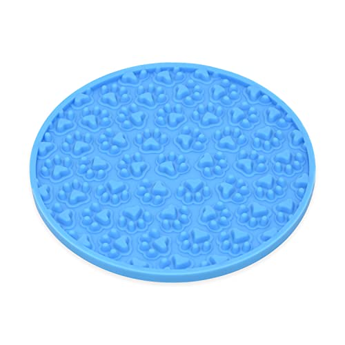 Bangp Hund Lecken Pad, Schleppend Füttern Matte Bad Ausbildung Ablenkung Matte, Behandeln Pads zum Haustier, Pflege Pad Mit Super Stark Saugen(Blue-Pfote)