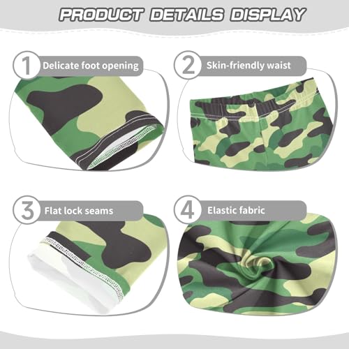 ALAZA Girls' Leggings Children's Yoga Pants Skinny Printed Dance Green Camouflage Comfortable 4T2