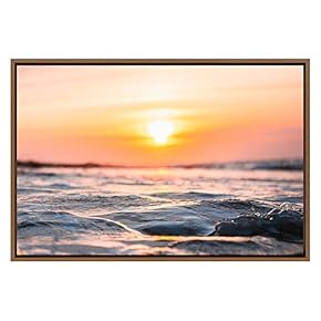 SIGNWIN Framed Canvas Wall Art Brilliant Orange Sunset...