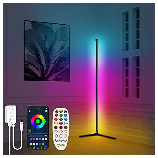 Lashahope Led Floor Lamp,RGB Color Changing Mood Lighting Corner Lamp with Bluetooth App and Remote Control, Music Sync/Timing/ Dimmable/Multi Lighting Modes Led Lamp for Living Room,Home Decoration