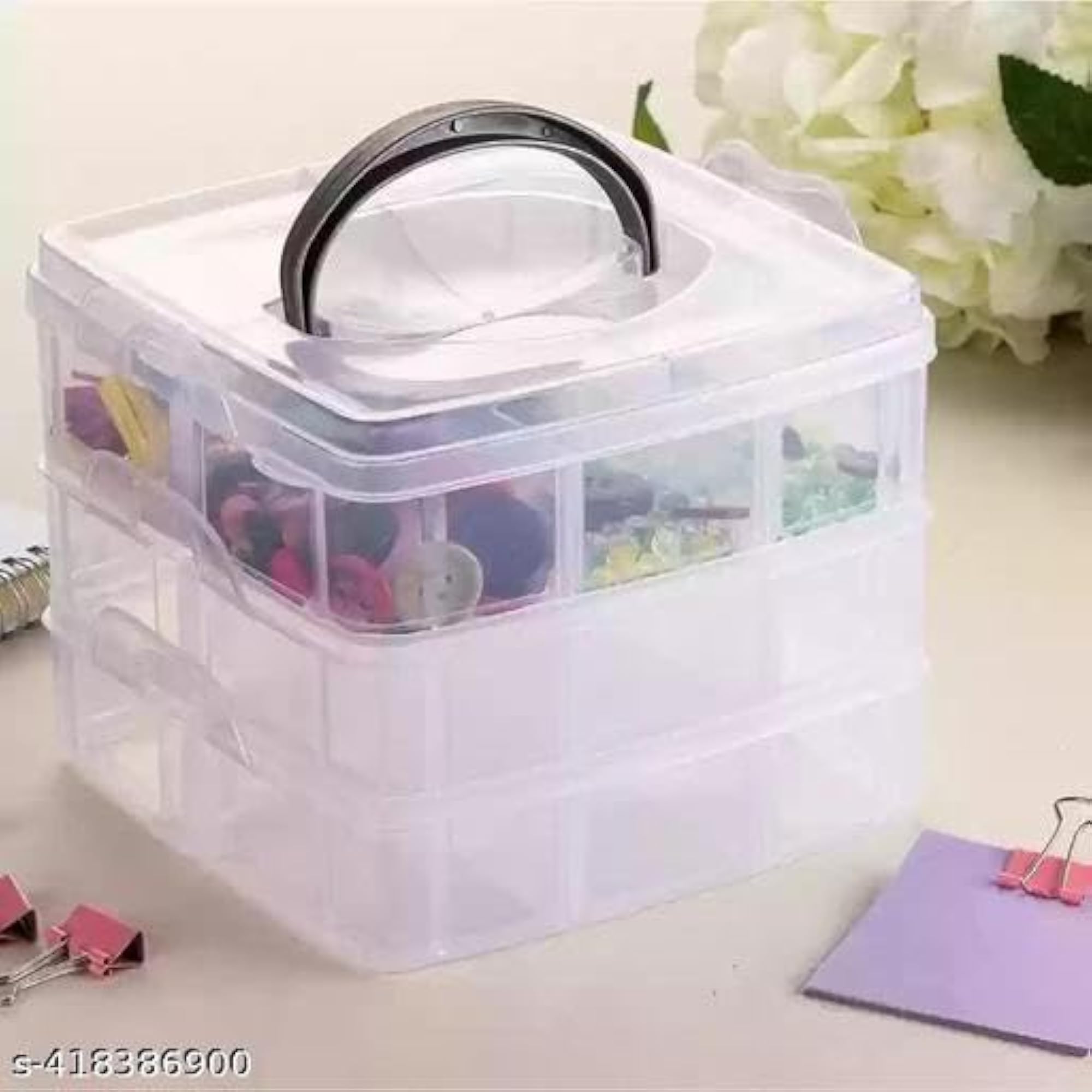 White Plastic 3 Layer Jewellery Organizer Box