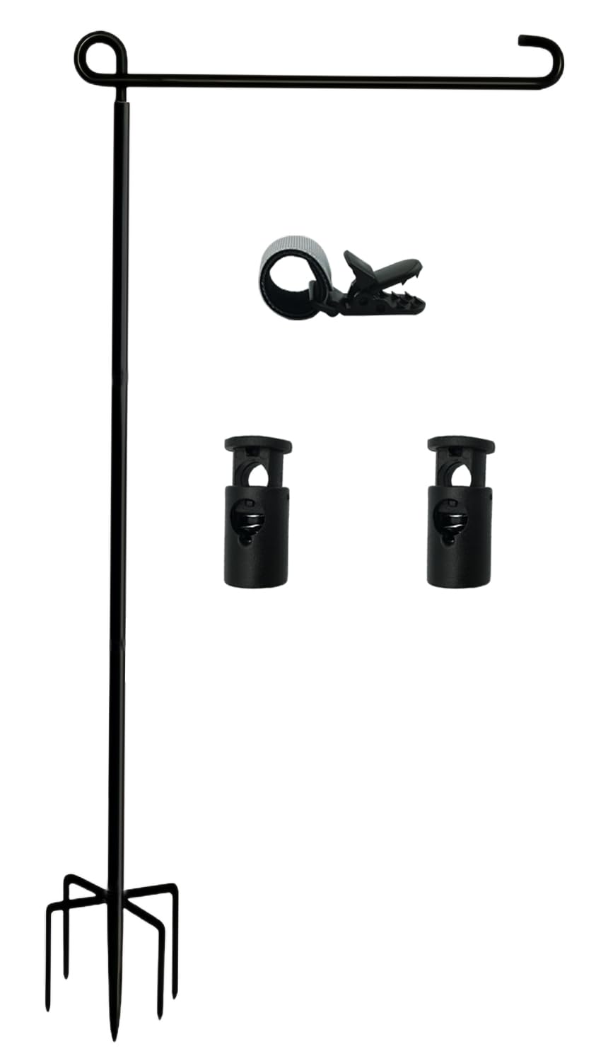 Garden Flag Stand-Holder-Pole High 38.5 Inch with 5 Prong Base Stopper and Anti-Wind Clip for Small Garden Flags 12 x 18,Decorative Flags,Yard Flags,Seasonal Flags