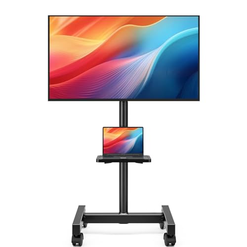 Hemudu Support TV sur Pied avec roulettes pour Téléviseurs LCD/LED de 13 à 50 Pouces, Pied Télévision Roulant à 8 Niveaux de Hauteur Réglable, Charge...