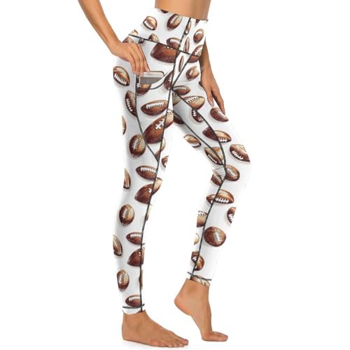 Legging imprimé rugby femme pantalon yoga taille haute poches sport respirant