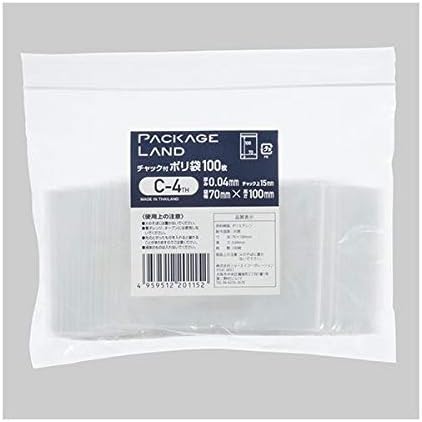 （まとめ） ショーエイコーポレーションチャック付ポリ袋 ヨコ70×タテ100×厚み0.04mm C-4TH 1パック（100枚） 【