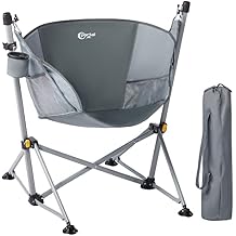 Portal Large Hammock Camping Chair Folding Rocking Chairs Portable Swinging Chair Wide Seat for Outdoor Lawn Patio Garden,Support 350 lbs, Grey
