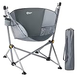 PORTAL Large Hammock Camping Chair Folding Rocking Chairs Portable Swinging Chair Wide Seat for Outdoor Lawn Patio Garden,Support 350 lbs, Grey