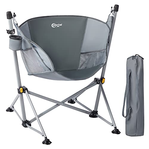 Portal Large Hammock Camping Chair Folding Rocking Chairs Portable Swinging Chair Wide Seat for Outdoor Lawn Patio Garden,Support 350 lbs, Grey