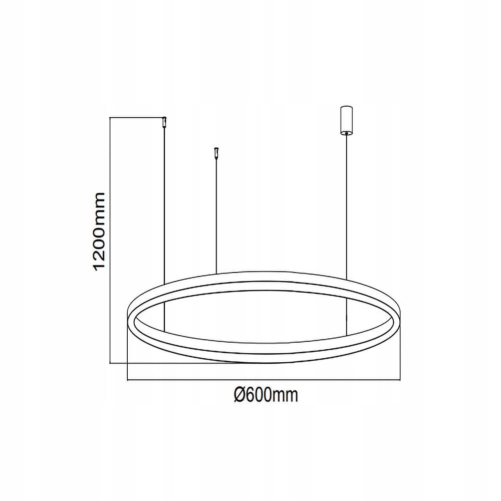 Lampa Sufitowa Wisząca LED GRANDE 36W 2100lm 4000K Neutralna Biała - Nowoczesna Oprawa LED - Czarny Ring 60 cm - Minimalistyczny Design - Żyrandol do Sypialni, Salonu, Jadalni