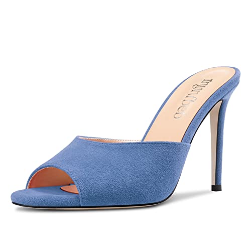 Image of TNYNFBEB Women Stiletto High Heel Peep Open Toe Sandals Slingback Slip-on Wedding Office Cute Basic Classic 3.9 Inches Heels