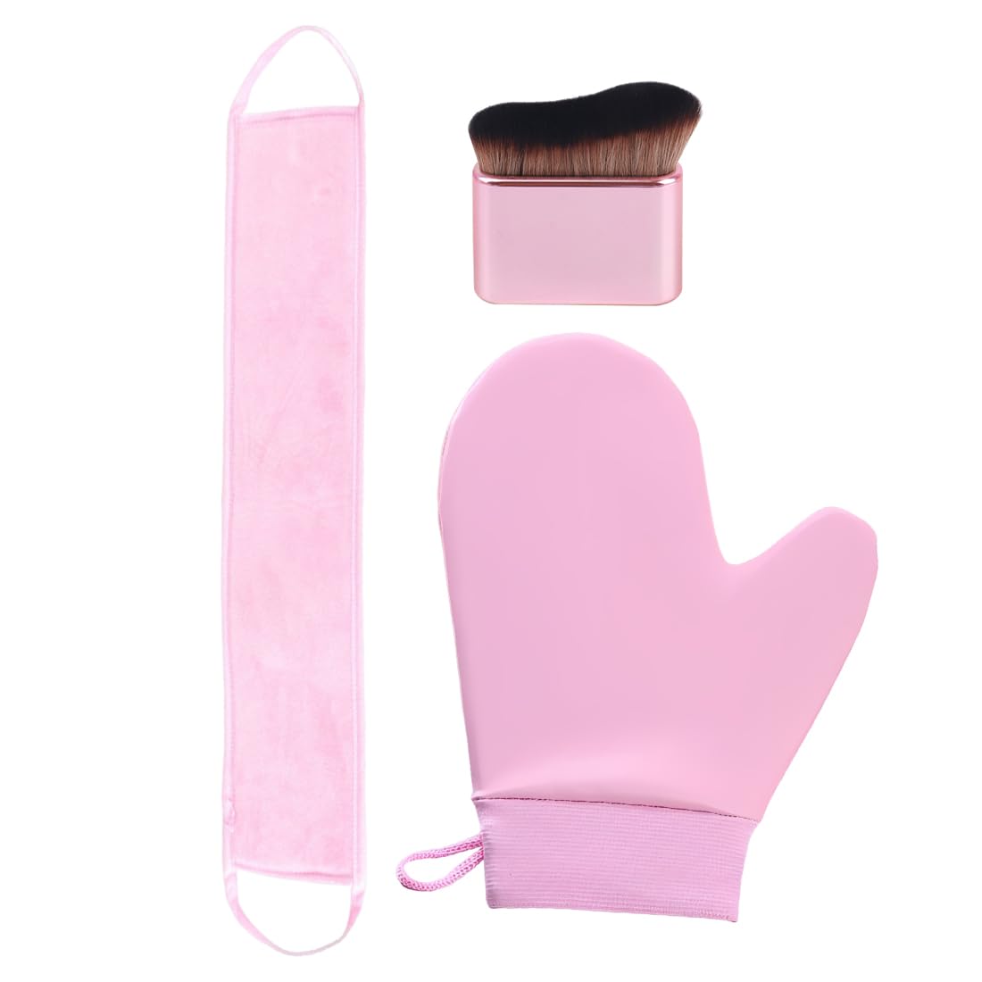 Guanti Autoabbronzante 3 Pezzi, Applicatore per Crema Abbronzante Faccia e Corpo, Guanti Riutilizzabili per un'Abbronzatura Uniforme e Naturale, Facili da Usare e Lavare per Uomo e Donna, Rosa