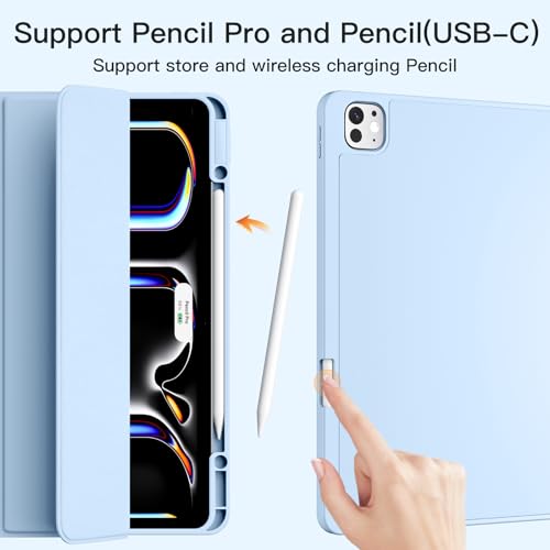 Akkerds Compatible with iPad Pro 13 Inch Case (M5/M4) 2025/2024, for iPad 13 Pro Case with Pencil Holder, Slim Trifold Stand Protective Cover with Soft TPU Back, Auto Wake/Sleep, SkyBlue by Akkerds - Image 4