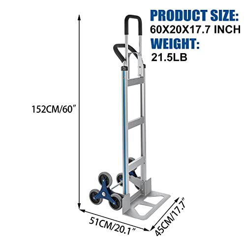 Topdeep TOPE52342 2 In 1 Aluminum Hand Truck 650 Lb Capacity, Heavy Duty Stair Climbing Cart thumb #6