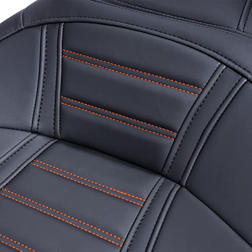 Motorcycle Rider Passenger Seat One-Piece Seat Compatible With 2009-2022 Harley Touring Road King Ultra Cvo Street Glide Road Glide Electra Glide (Orange Stitching A1) #TOP1