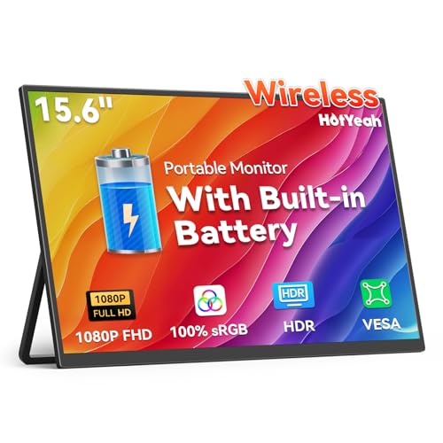 Wireless Portable Monitor Battery-Powered, Support AirPlay Miracast, 15.6