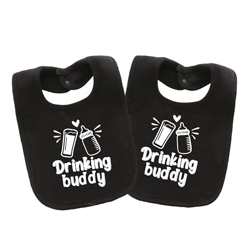 Image of QIANWANYI Baby Twins Bibs Drinking Buddy Newborn Baby Bibs Cute Unisex Bibs Set Toddler Baby Boy Girl Bibs