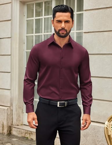 COOFANDY Mens Dress Shirts Long Sleeve Button Down Shirts Regular Fit Business Casual Shirts3