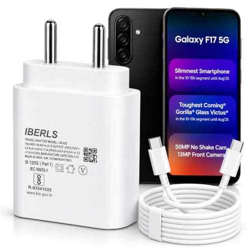 Image of 25W Pd 3A Type-C Super Fast Charging Adapter with 1M Type C Cable for Galaxy F17 /F70e /F07 /F06 /F36 /F56 /F16 /F15 /F05 /F55 /F13 /Tablet /Galaxy Watch- Charge Your Device with 25 Watt USB C Fast Charger