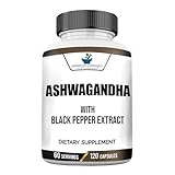 Ashwagandha 6000mg, Ashwagandha Root, Ashwagandha Capsules, Organic Ashwagandha Capsules, Ashwagandha Organic, Ashwagandha Supplements with Organic Black Pepper Extract, Aswagandha, 120 Veggie Caps