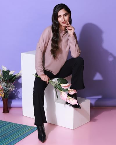Image of Zilcon Womens Waffle (Cotton) Color Block Fashion Long Sleeve Crew Neck Spring Summer Winter Casual Loose T Shirts Tops