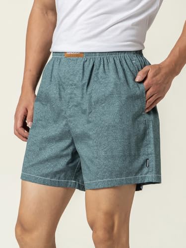Image of DAMENSCH Regular Fit Solid 100% Soft & Durable Cotton Boxer Shorts Dual Pockets Anti-Bacterial Moisture Wicking Microfibre Waistband Ultra-Light Boxers for Men