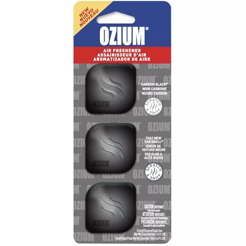 Ozium Carbon Black That New Car Smell Vent Clip Auto Air Freshener, 3 Pack
