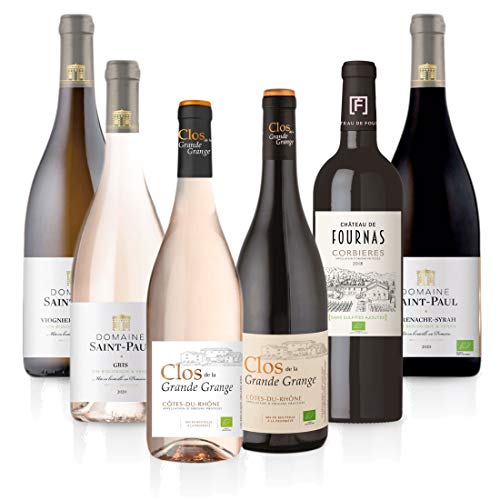 FEINSTE WEINE Weinpaket 'Süd-Frankreich BIO' (6 x 0,75 l) - Probierpaket mit trockenen Weißwein, Roséwein und Rotwein von französischen Winzern, Auswahl:6 Flaschen Cover