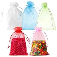 50 pezzi Sacchetti di organza, Sacchetti di tulle, Sacchetti regalo di organza colorati, Sacchetti di organza con coulisse, Sacchetti di gioielli di organza per feste, Regali 15X20cm