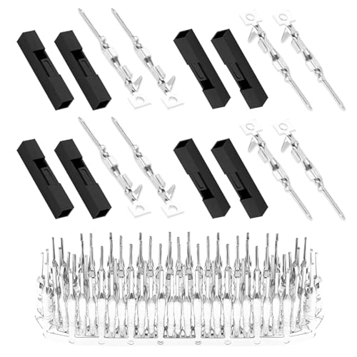 Pzsmocn 100 Sets / 200 Pieces for Dupont 2.54 mm Pitch 1-Pin Adapter Connector Male Housing Black Socket Terminal Compatible with Wires Cable 30-26 AWG Accessories, Header Crimp Pins Kit