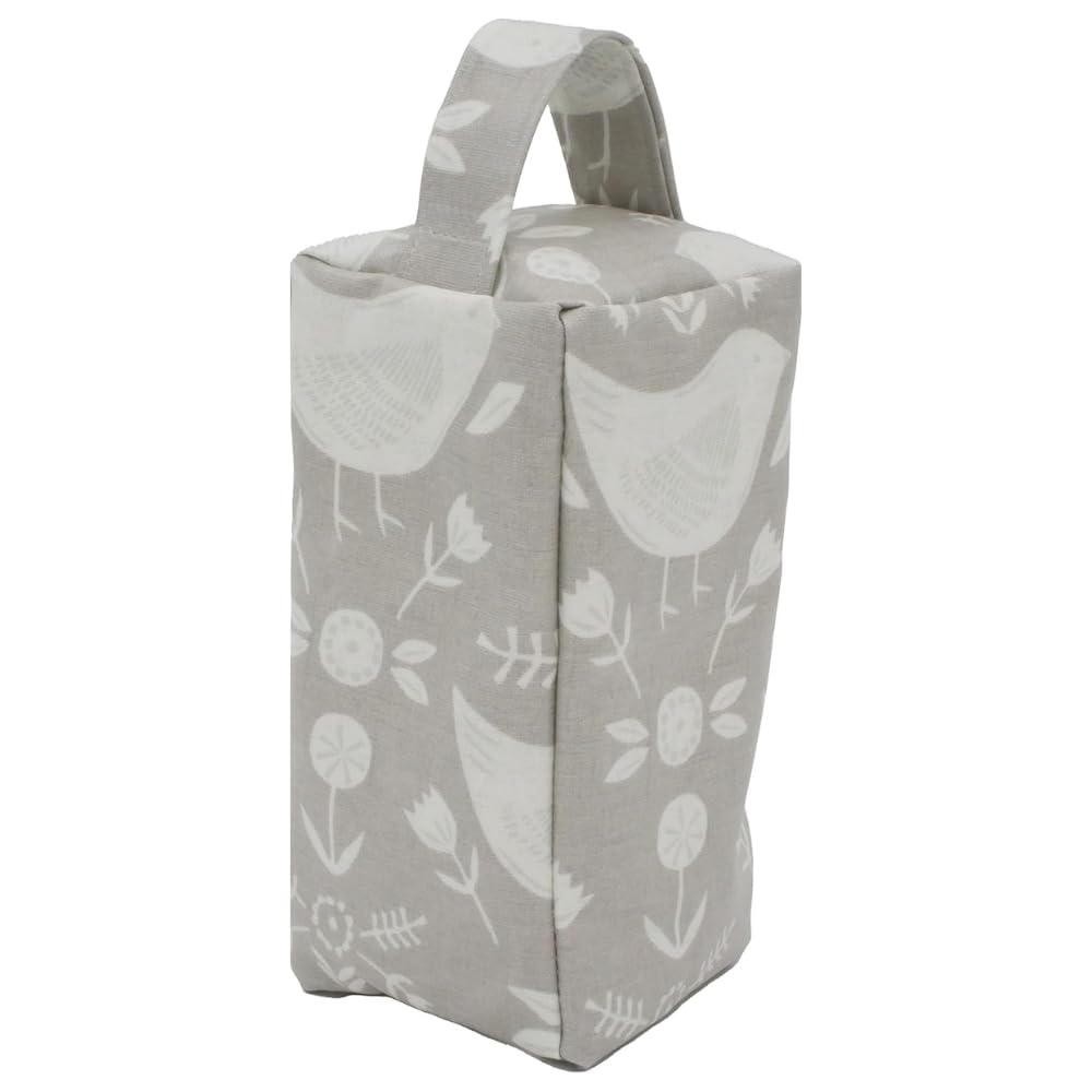Fabric Door Stop, Tall Decorative Oilcloth Door Stopper for Outdoor, Indoor, Patio, Kitchen, Bedroom Use - 25cm/10in Tall Fabric Door Stop - Filled (Narvik Grey)