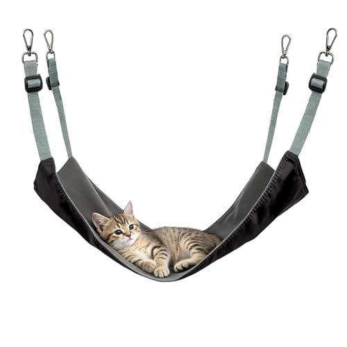 Aovanta Cat Hammock Black Hanging Cat Hammock for Cage 56cm x 42cm Small Pet Hammocks with Hooks for Rats Kittens Rabbits Guinea Pigs (Black)