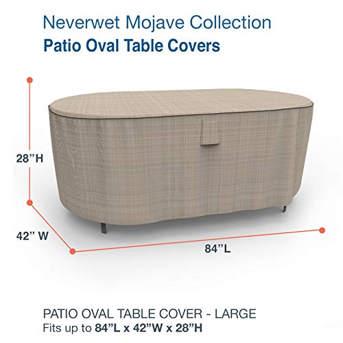 Budge Neverwet Mojave Oval Patio Table Cover, Black Ivory, Large #TOP2