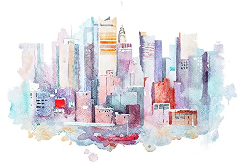 Papier peint New York aquarelle pour créer une ambiance urbaine dans la cuisine - 3