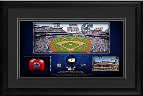 New York Mets Framed 10" x 18" Stadium Panoramic Collage with a Piece of Game-Used Baseball - Limited Edition of 500 - MLB Game Used Baseball Collages image 2
