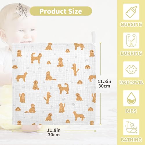 Image of vvfelixl Baby Cotton Washcloths Labradoodle Dog Infants Bath Towel for Unisex Puppy Face Towels for Newborn, Natural Baby Wipes Delicate Skin, 11.8 X 11.8 inch, one sizex3