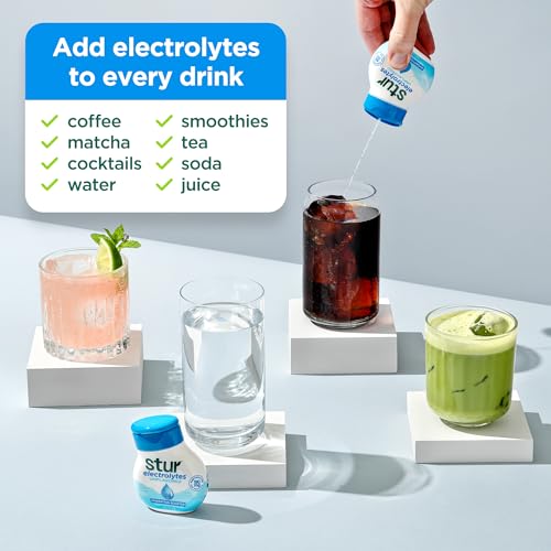 Image of Stur Electrolyte Drops | Source of B Vitamins for Instant Hydration | No Sugar, No Sweeteners | Zero Calories | Unflavored Liquid Water Enhancer | Vegan & Keto Friendly | 5 Bottles (Makes 160 Drinks)